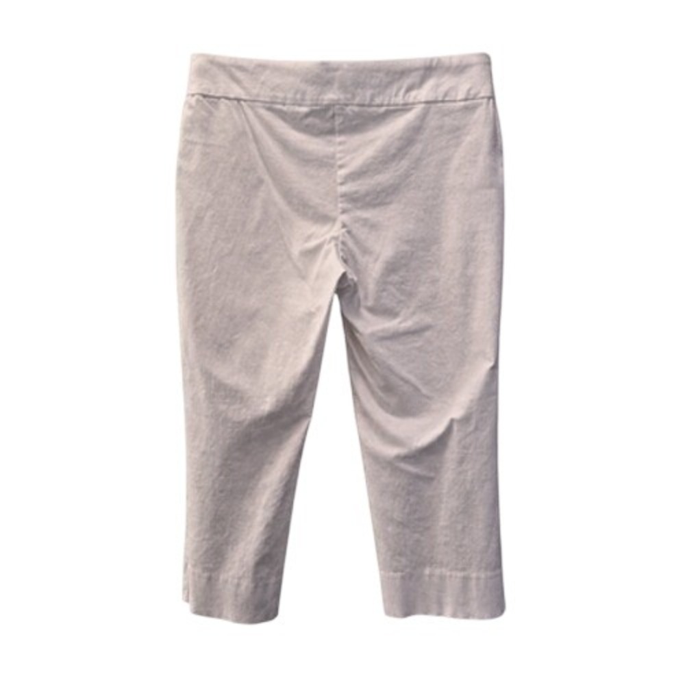 New Directions White Cropped Pants Rayon Nylon Spandex Zipper Pull-On Straight …
